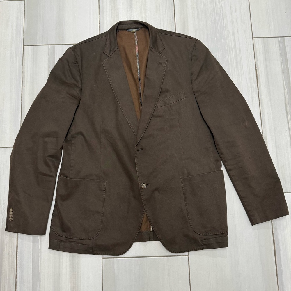Kroon Mens Blazer Sport Coat Two Button Casual Jacket Brown 46L Suit Soft